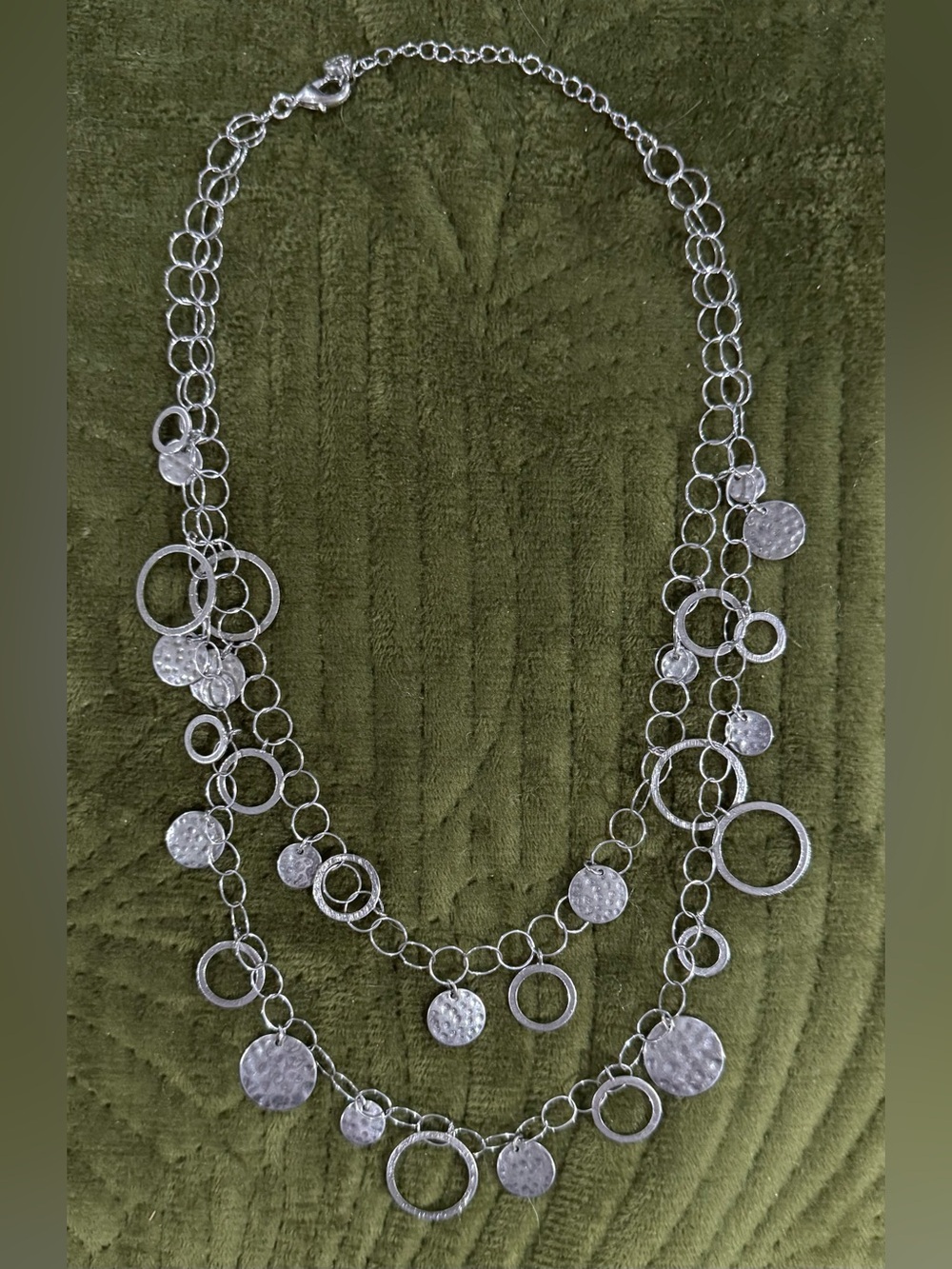 Champagne Bubble Silver Multi-Chain Circle Drop Necklace by Loft- Women Jewelry